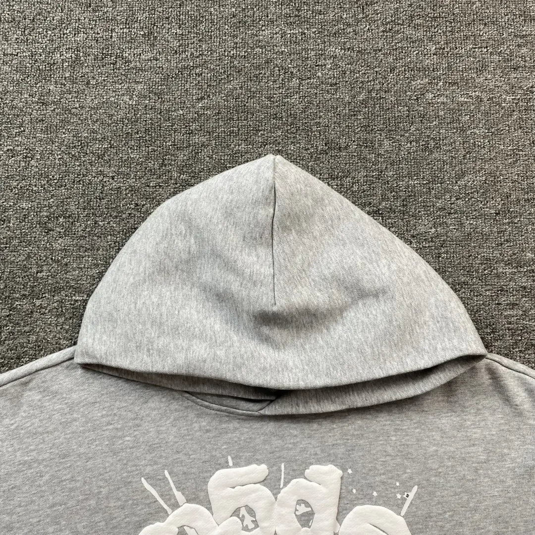 Grey Sp5der Web Hoodie 440GSM – Grey Spider Hoodie Spider Web Print 3D Logo
