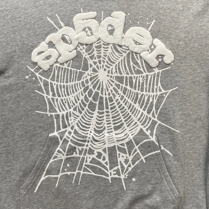 Grey Sp5der Web Hoodie 440GSM – Grey Spider Hoodie Spider Web Print 3D Logo
