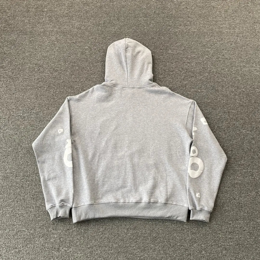 Grey Sp5der I Love Spider Hoodie 440GSM – Grey Spider Hoodie I Heart Web Print