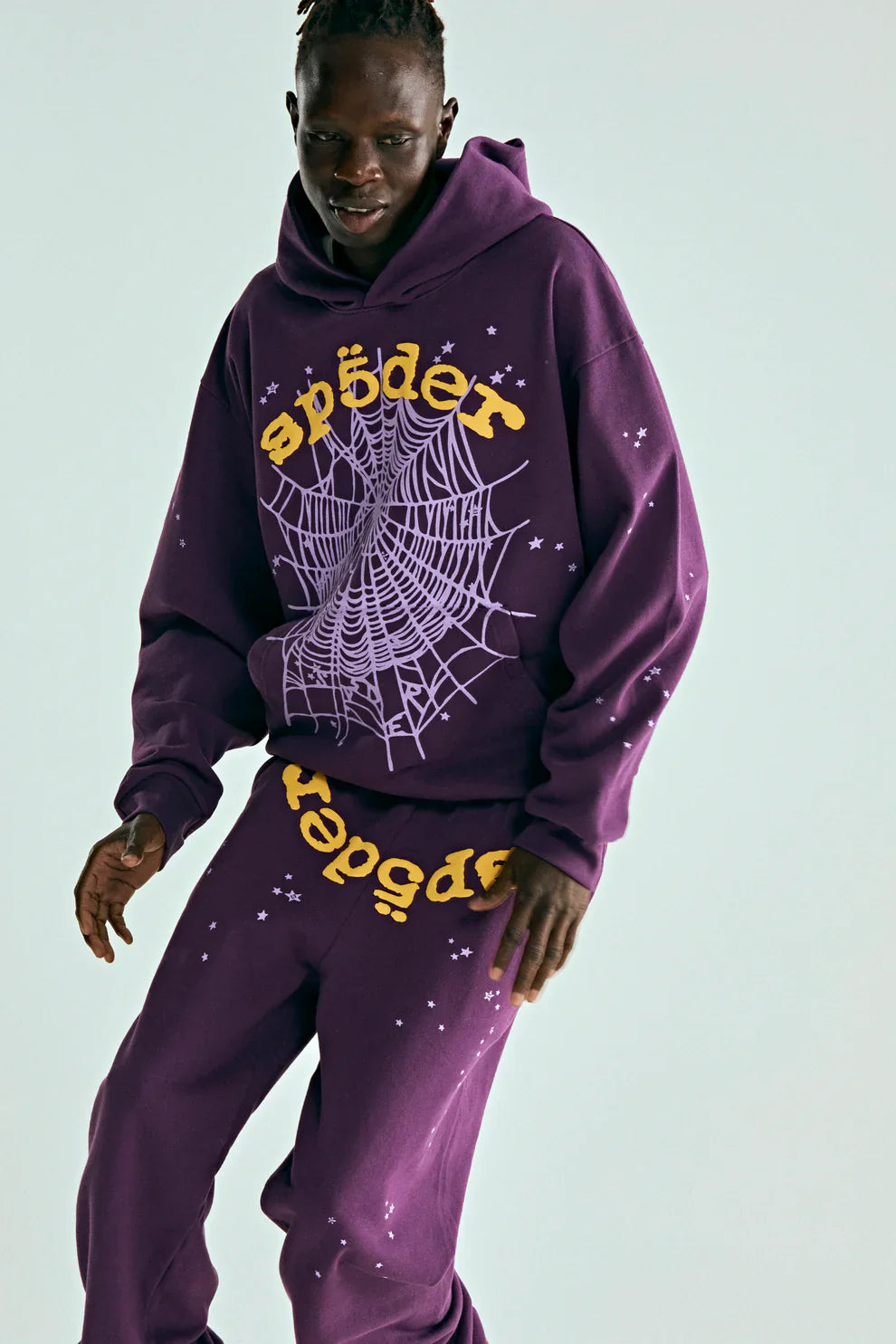 Sp5der Web Hoodie – Deep Purple & Yellow 440GSM Heavyweight