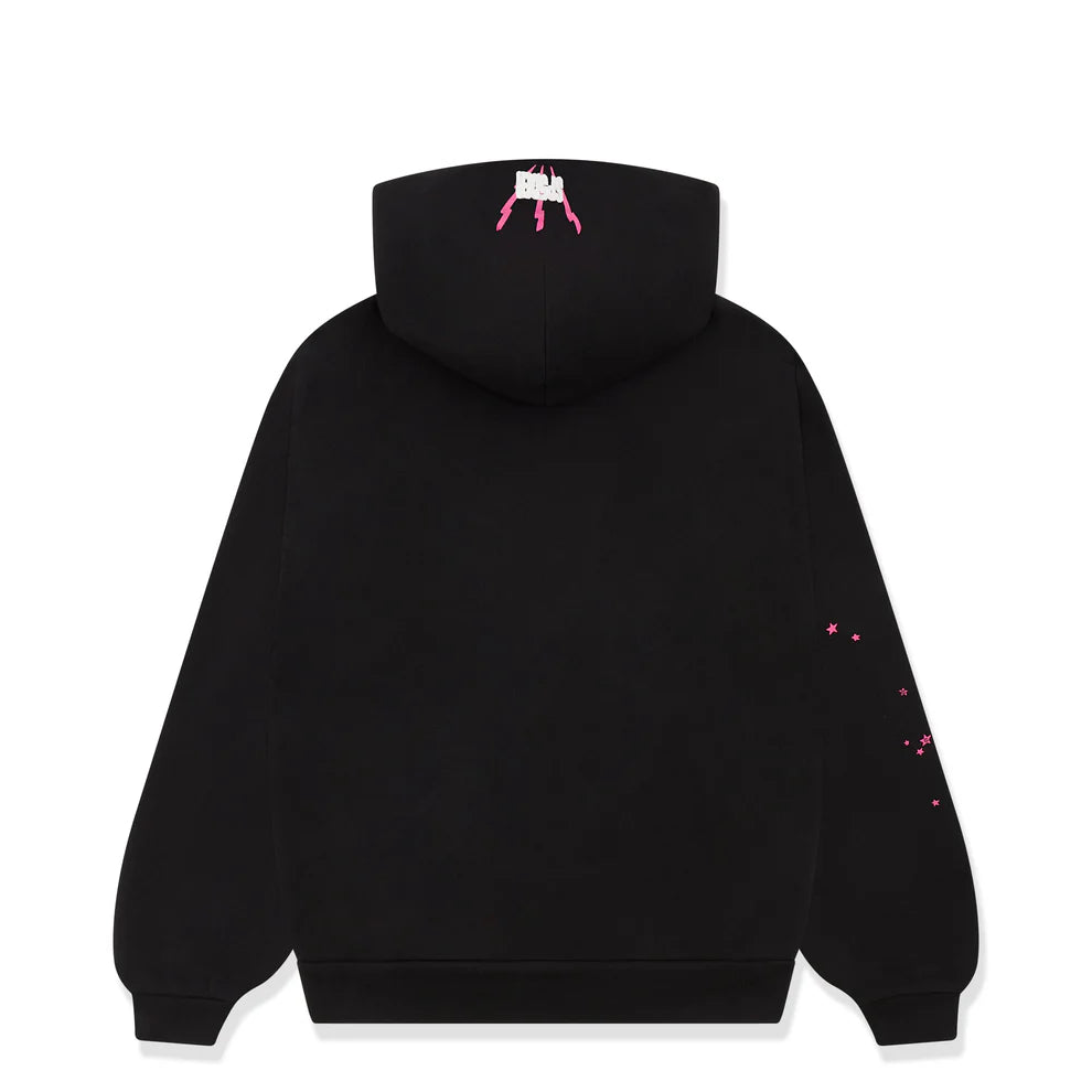Sp5der 555 Hoodie – Black &amp; Pink Web 440GSM Heavyweight Streetwear Pullover
