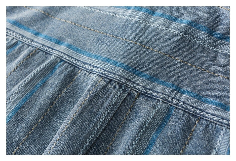 Striped Denim Chambray Shirt on Sale - Men's and Women's Short Sleeve Vintage Style - Seakoff