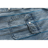 Striped Denim Chambray Shirt on Sale - Men&