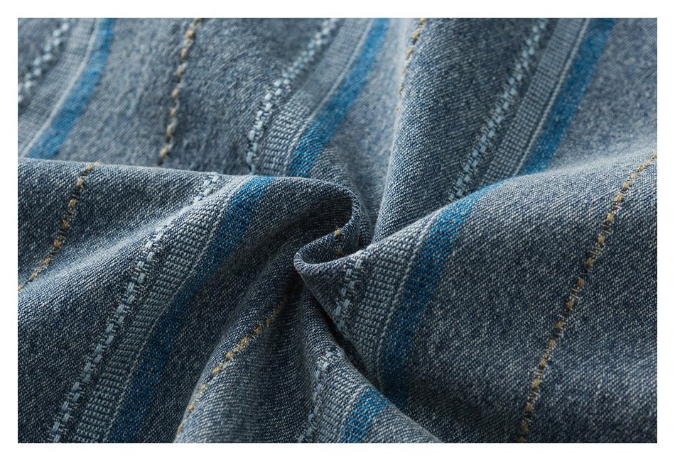 Striped Denim Chambray Shirt on Sale - Men's and Women's Short Sleeve Vintage Style - Seakoff