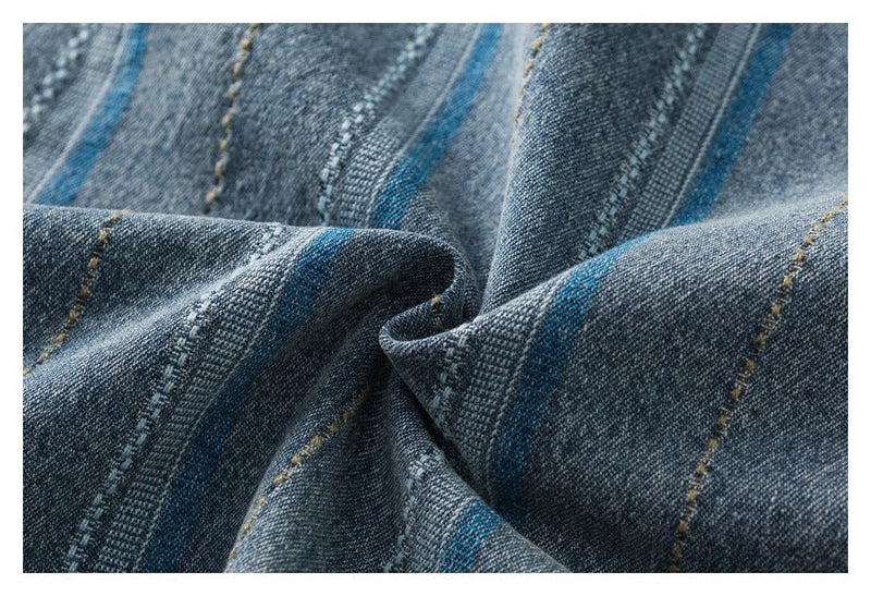 Striped Denim Chambray Shirt on Sale - Men's and Women's Short Sleeve Vintage Style - Seakoff