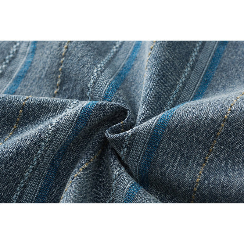 Striped Denim Chambray Shirt on Sale - Men's and Women's Short Sleeve Vintage Style - Seakoff