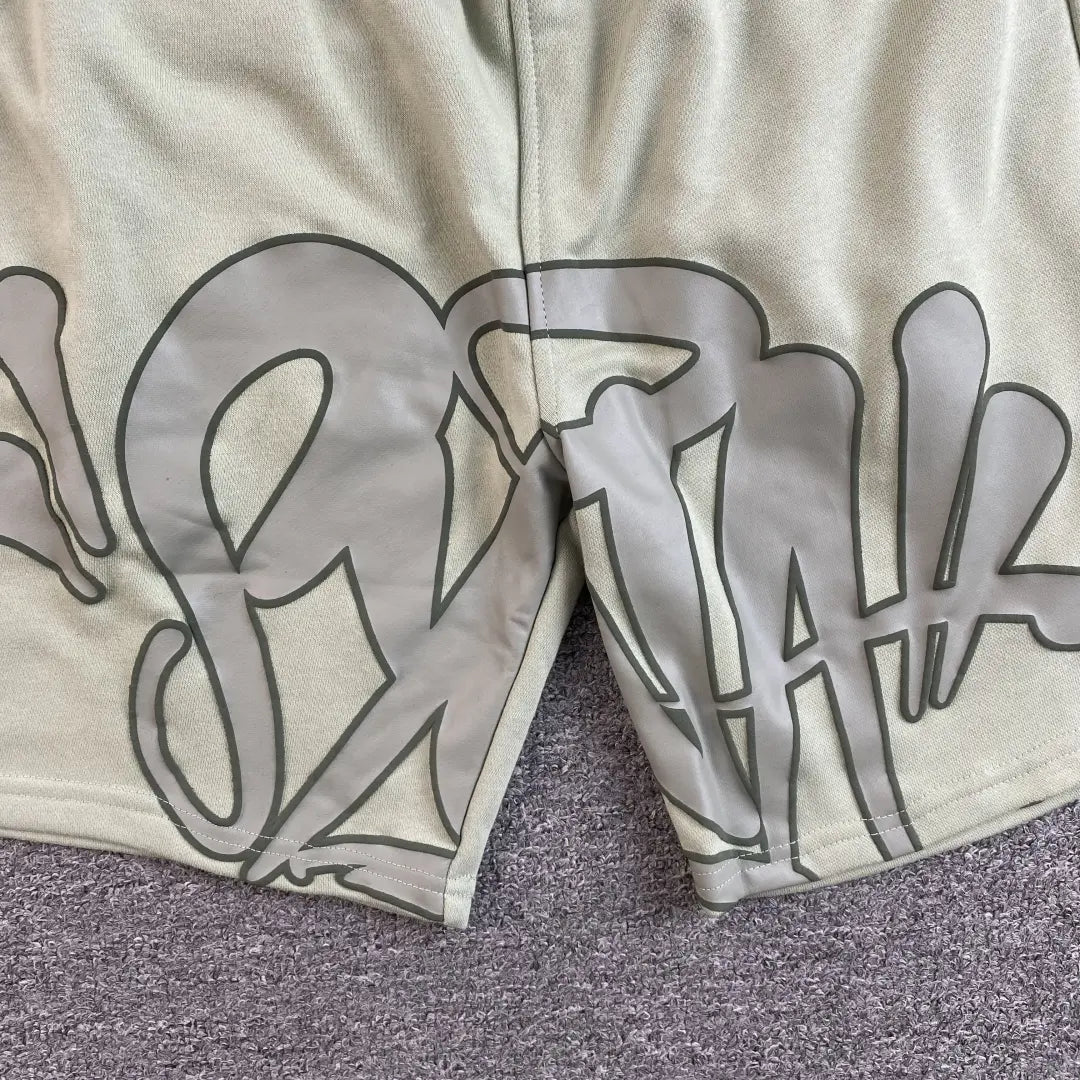 Syna World Graffiti Graphic Print Olive Green Shorts