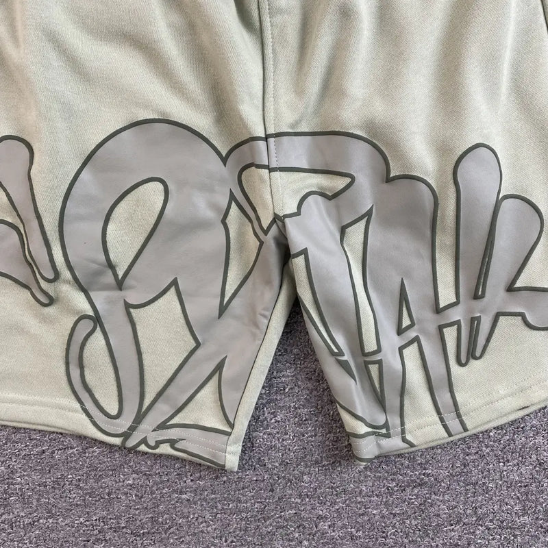 Syna World Graffiti Graphic Print Olive Green Shorts