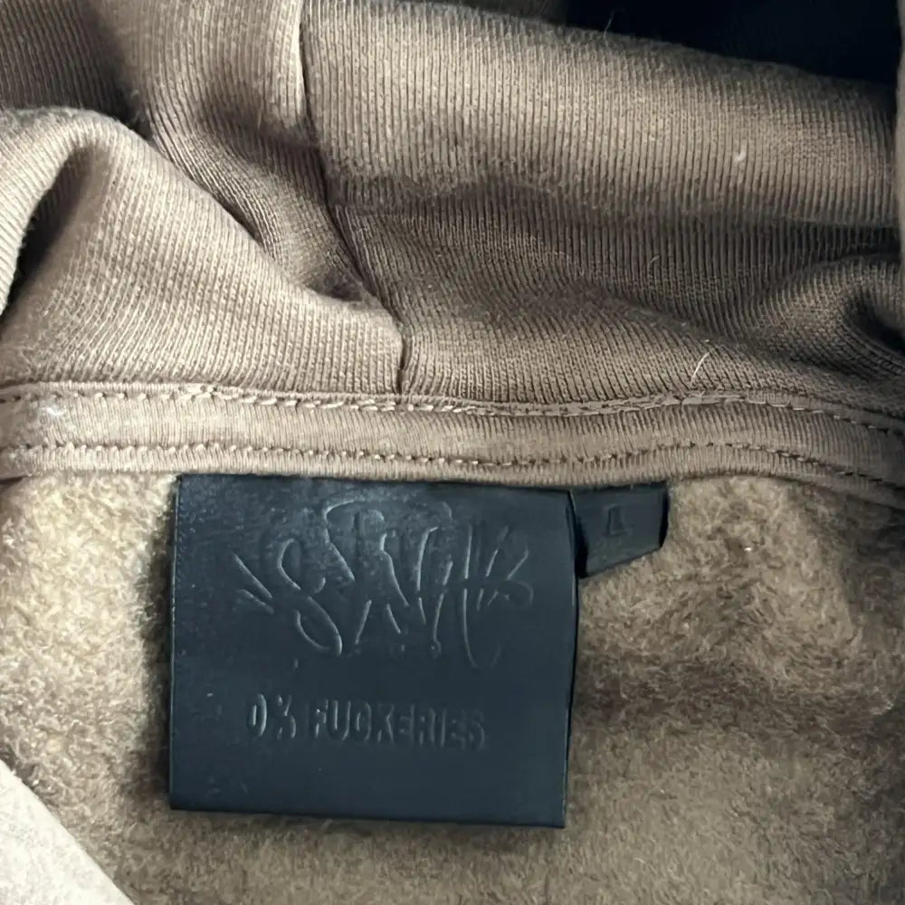 Syna World Brown Beige Two-Tone Letter Print Hoodie