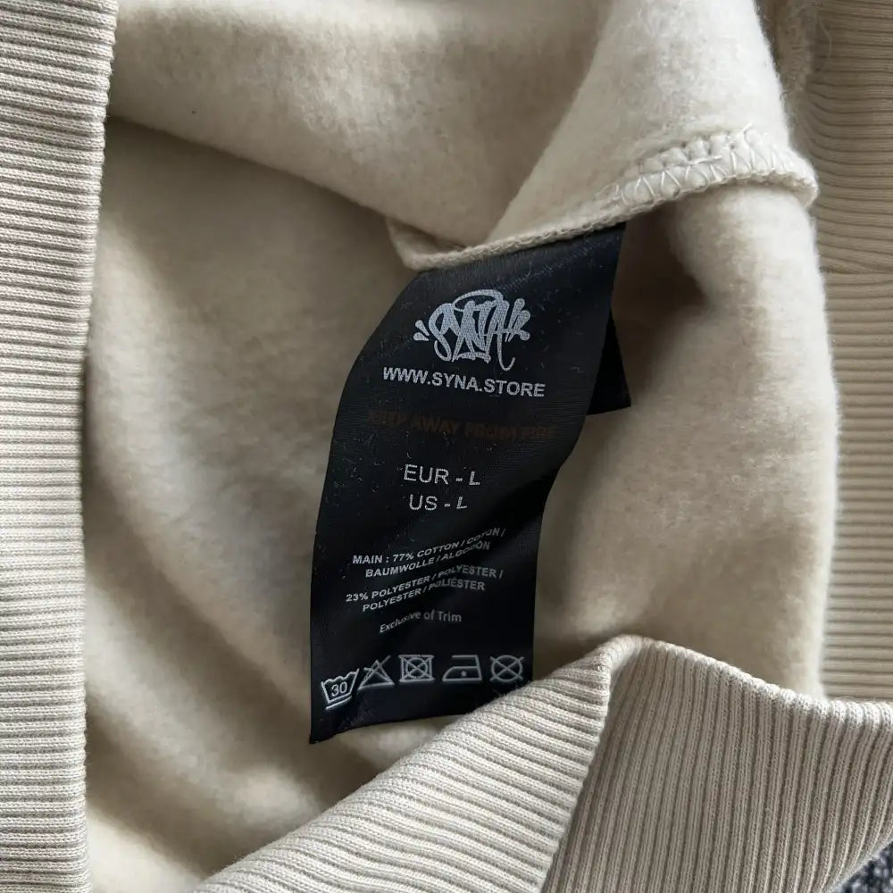 Syna World Brown Beige Two-Tone Letter Print Hoodie