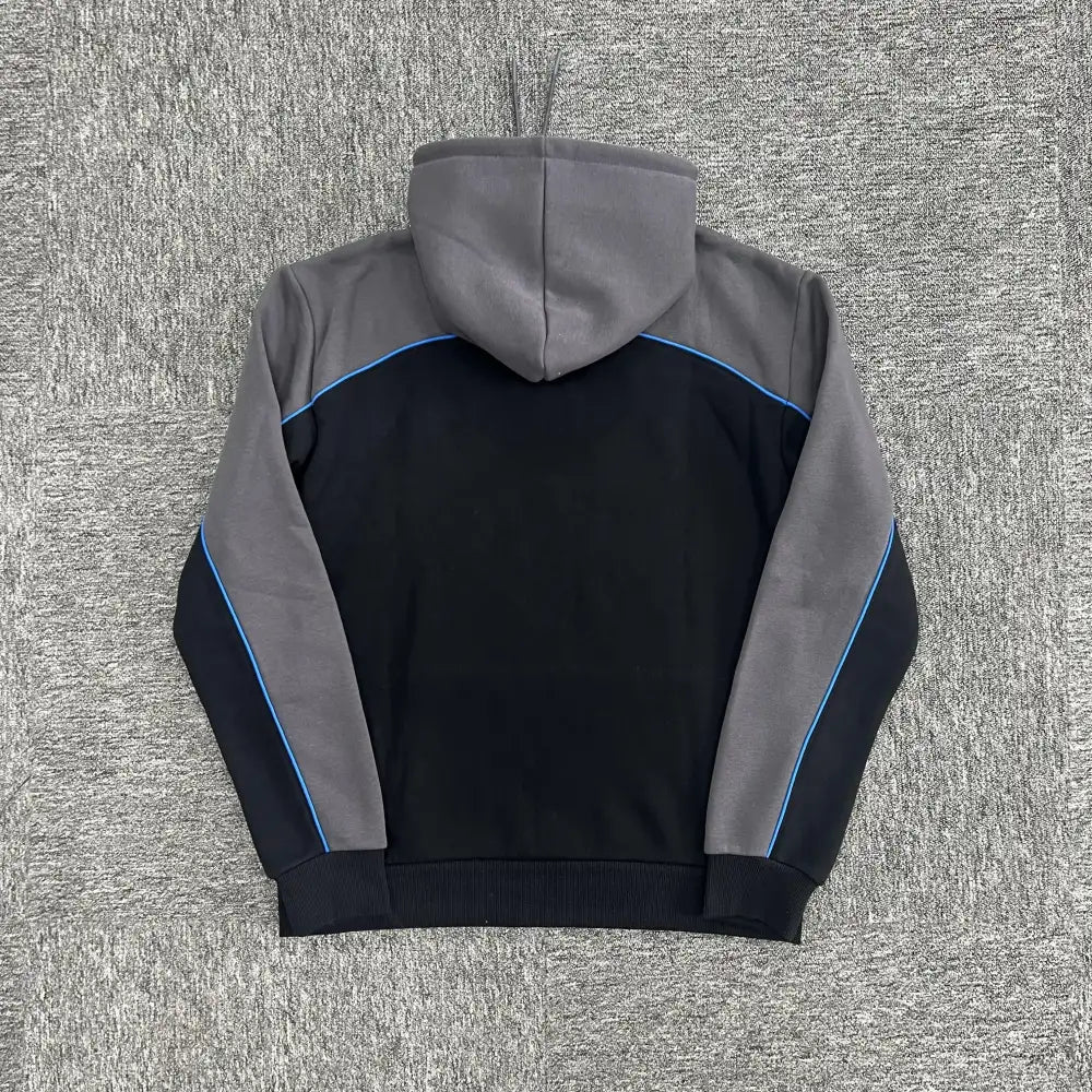 Syna World Black Grey Color Block Graphic Hoodie