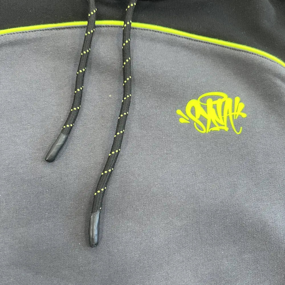 Syna World Black Colorblock Neon Trim Pullover Hoodie