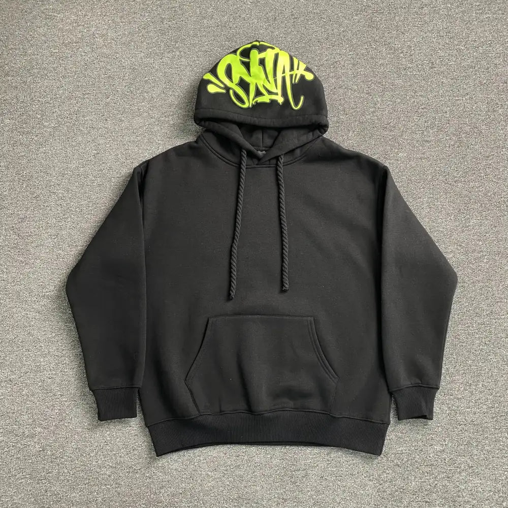 Syna World Black Neon Green Graffiti Hood Pullover Hoodie