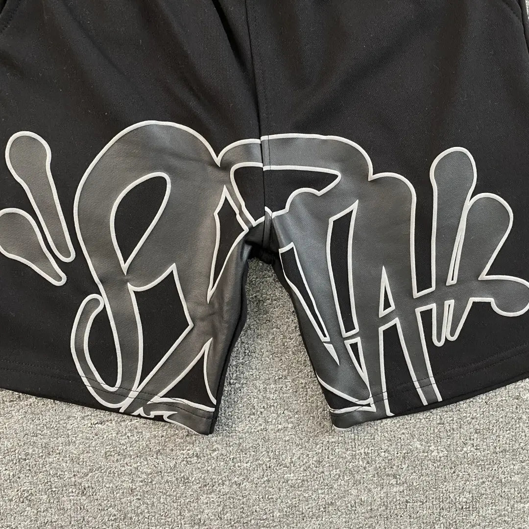 Syna World Black Graffiti Graphic Print Sweat Shorts