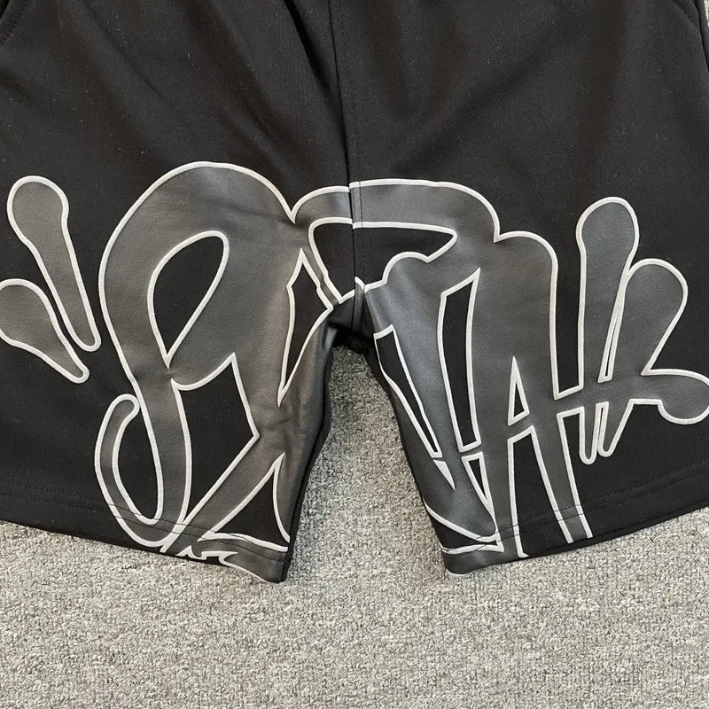 Syna World Black Graffiti Graphic Print Sweat Shorts