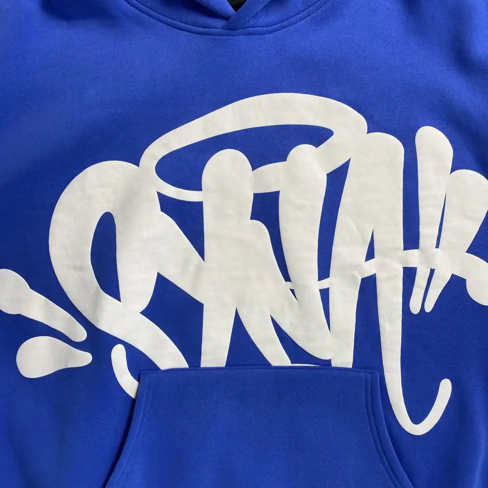 Syna World Blue Graffiti Letter Print Hoodie