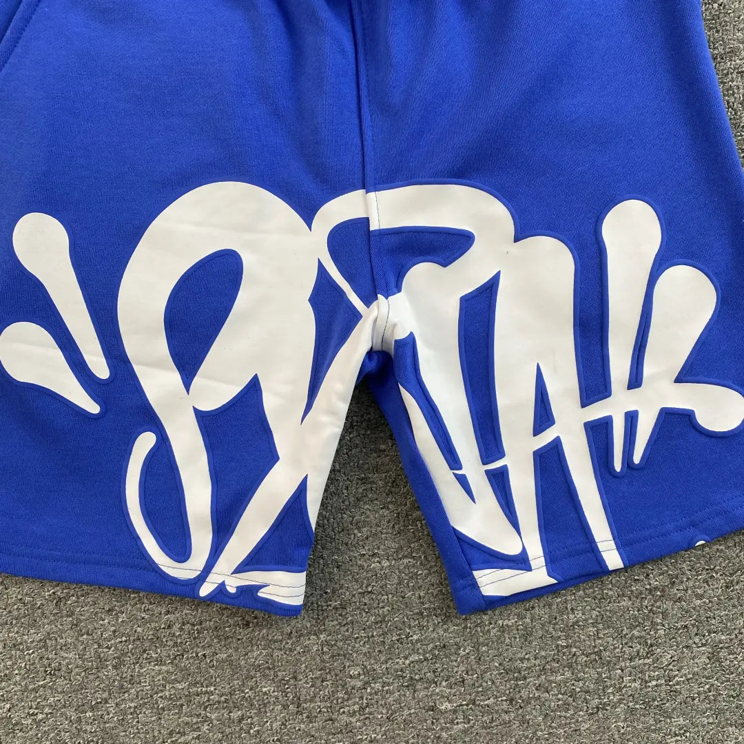 Syna World Blue Graffiti Logo Print Sweat Shorts