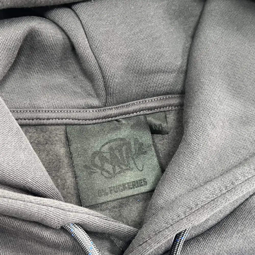 Syna World Black Grey Color Block Graphic Hoodie