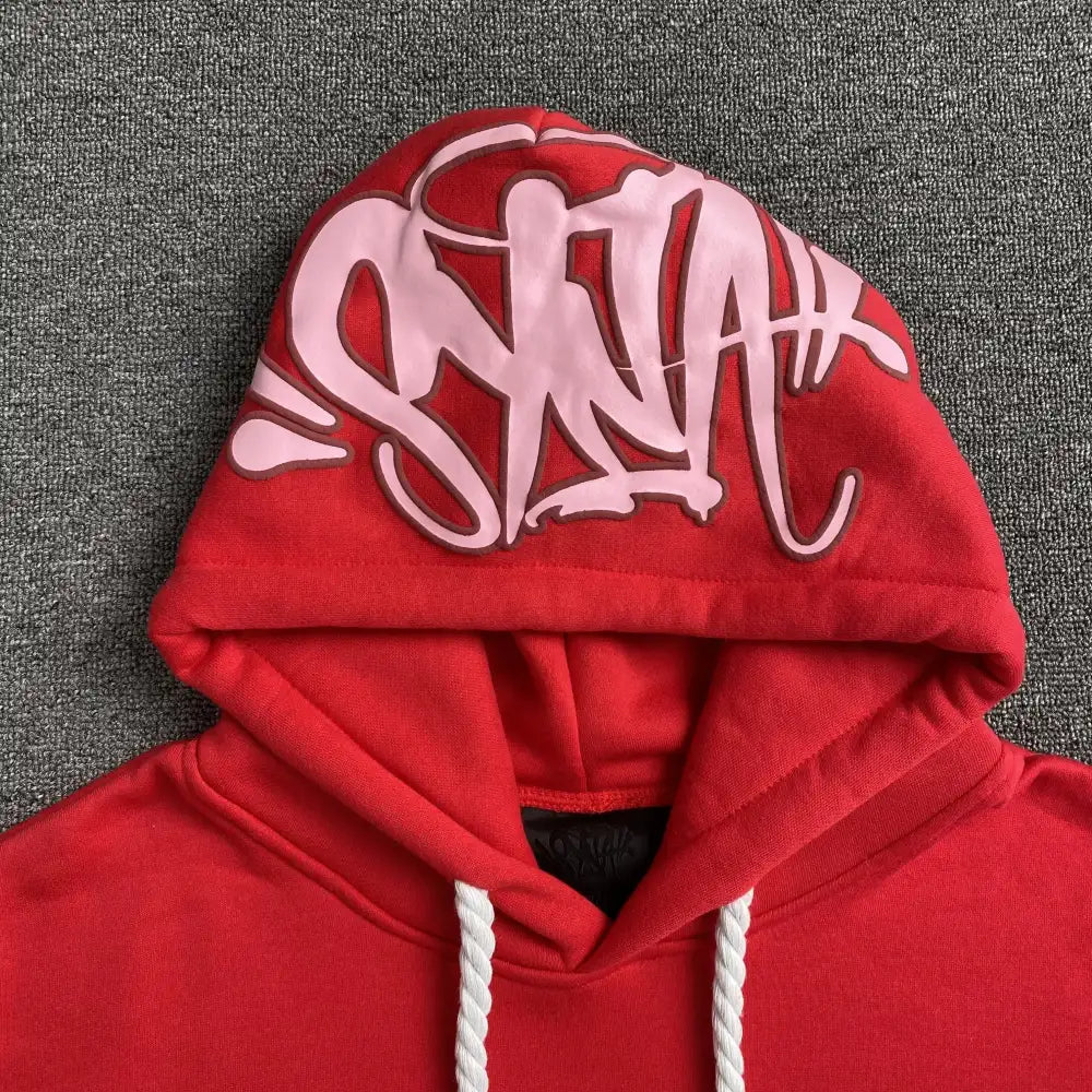Syna World Red Graffiti Letter Print Pullover Hoodie