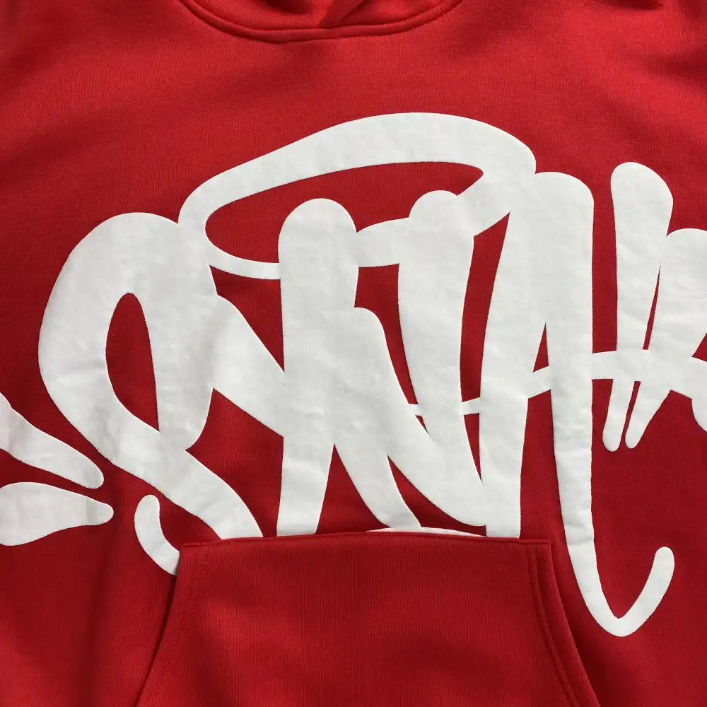 Syna World Red Graffiti Letter Print Oversized Hoodie