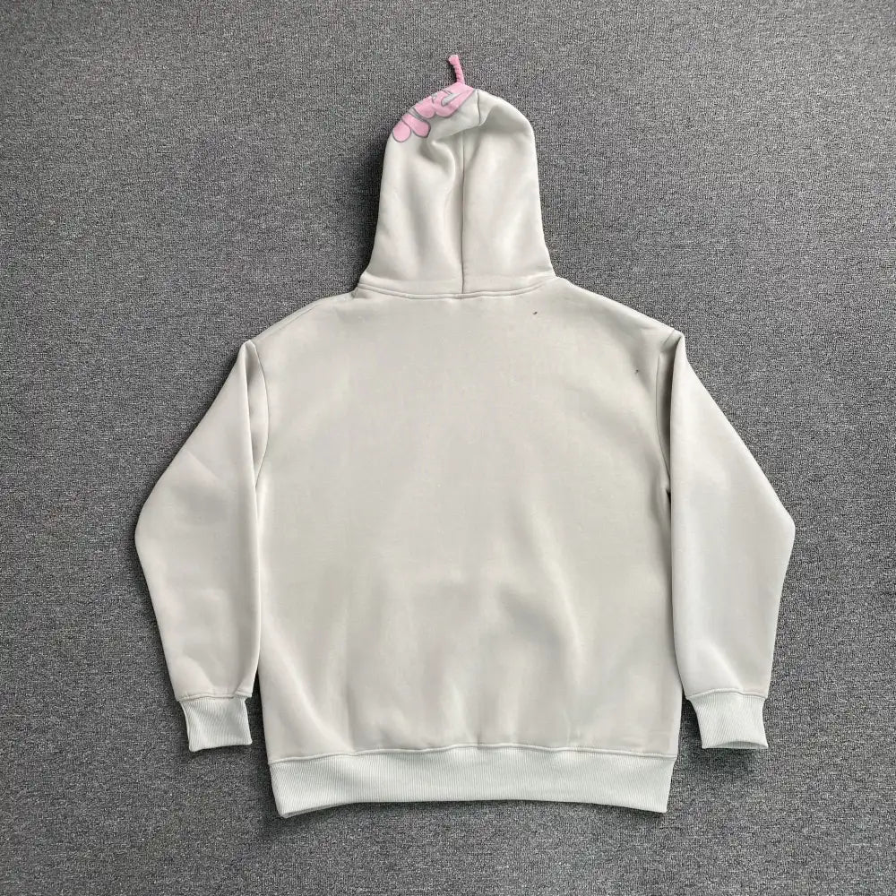 Syna World Grey Pink Graphic Hood Oversized Hoodie