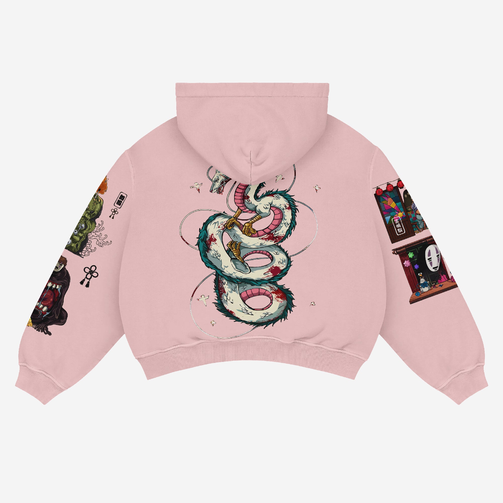 Spirited Away Anime Hoodie – Haku Dragon &amp; Chihiro Scene | White 360 GSM Cotton Hoodie