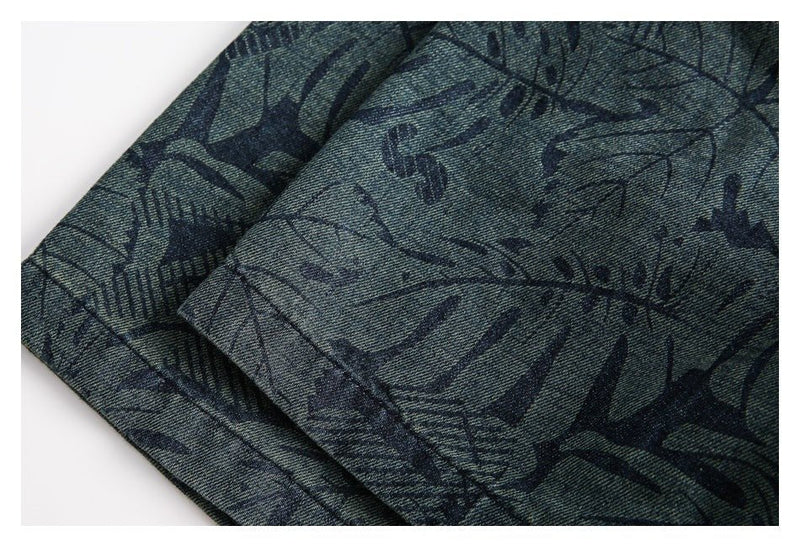 Tropical Print Denim Chambray Shirt on Sale - Men's and Women's Short Sleeve Vintage Style - Seakoff