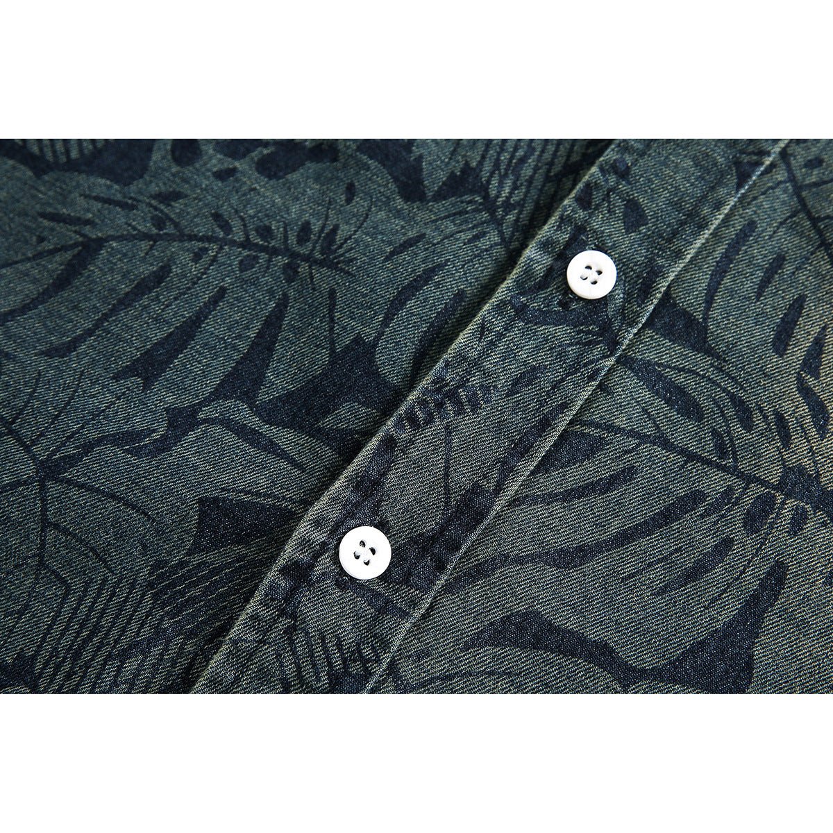 Tropical Print Denim Chambray Shirt on Sale - Men's and Women's Short Sleeve Vintage Style - Seakoff