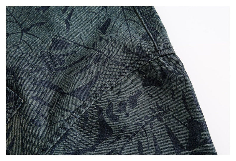 Tropical Print Denim Chambray Shirt on Sale - Men's and Women's Short Sleeve Vintage Style - Seakoff