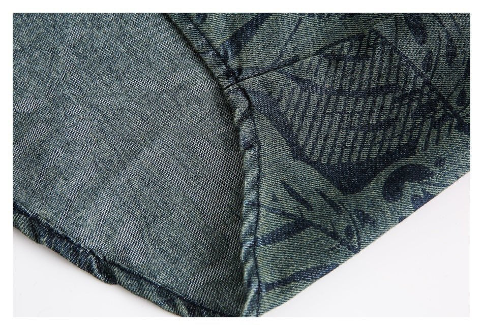 Tropical Print Denim Chambray Shirt on Sale - Men's and Women's Short Sleeve Vintage Style - Seakoff