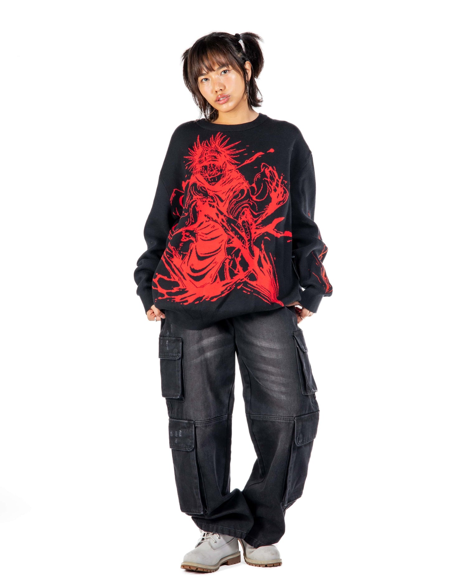 Chooso piercing de sangue de malha | Jujutsu Kaisen Anime Streetwear Crewneck Pullover