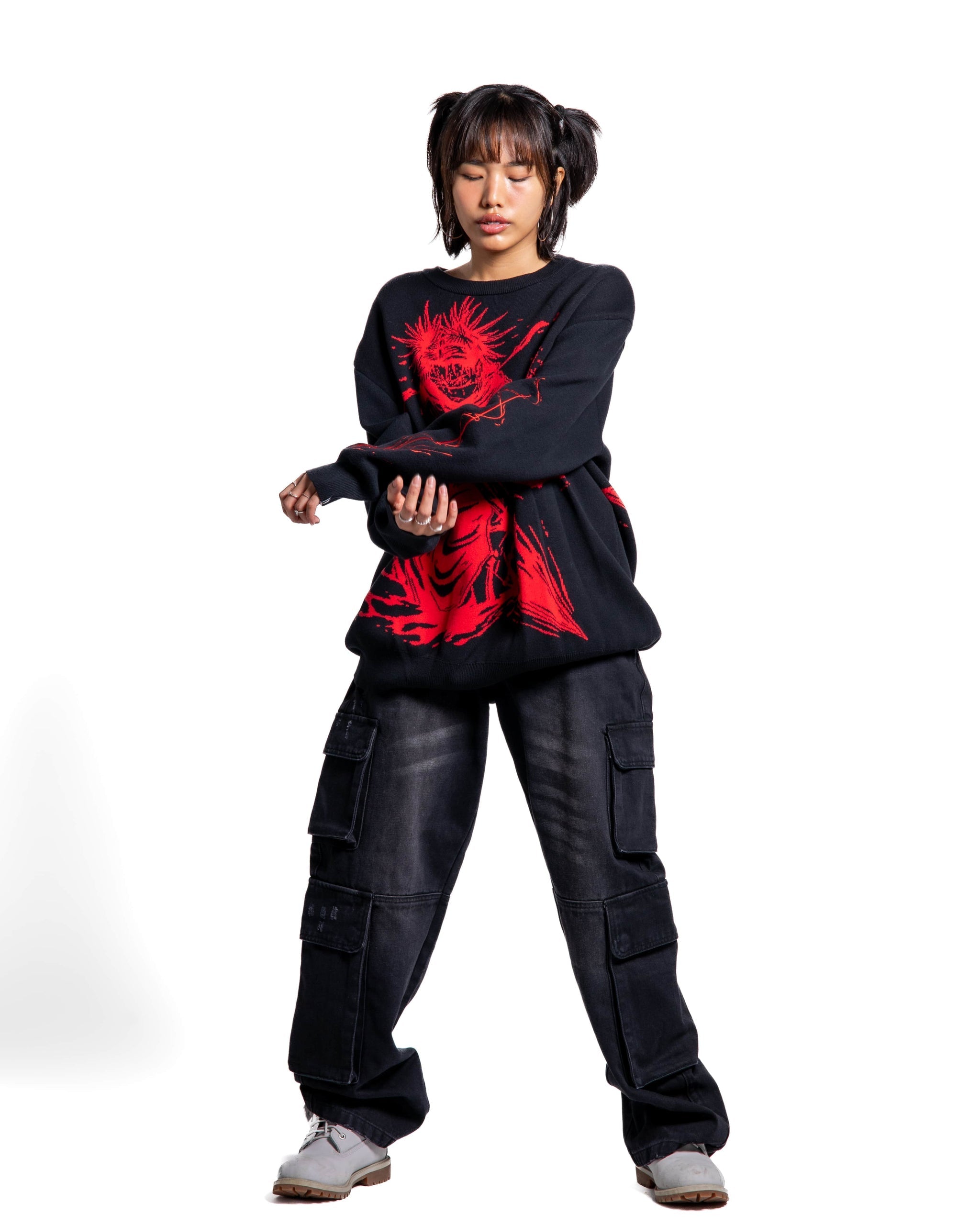Choso Piercing Blood Strickpullover | Jujutsu Kaisen Anime Streetwear Rundhalspullover