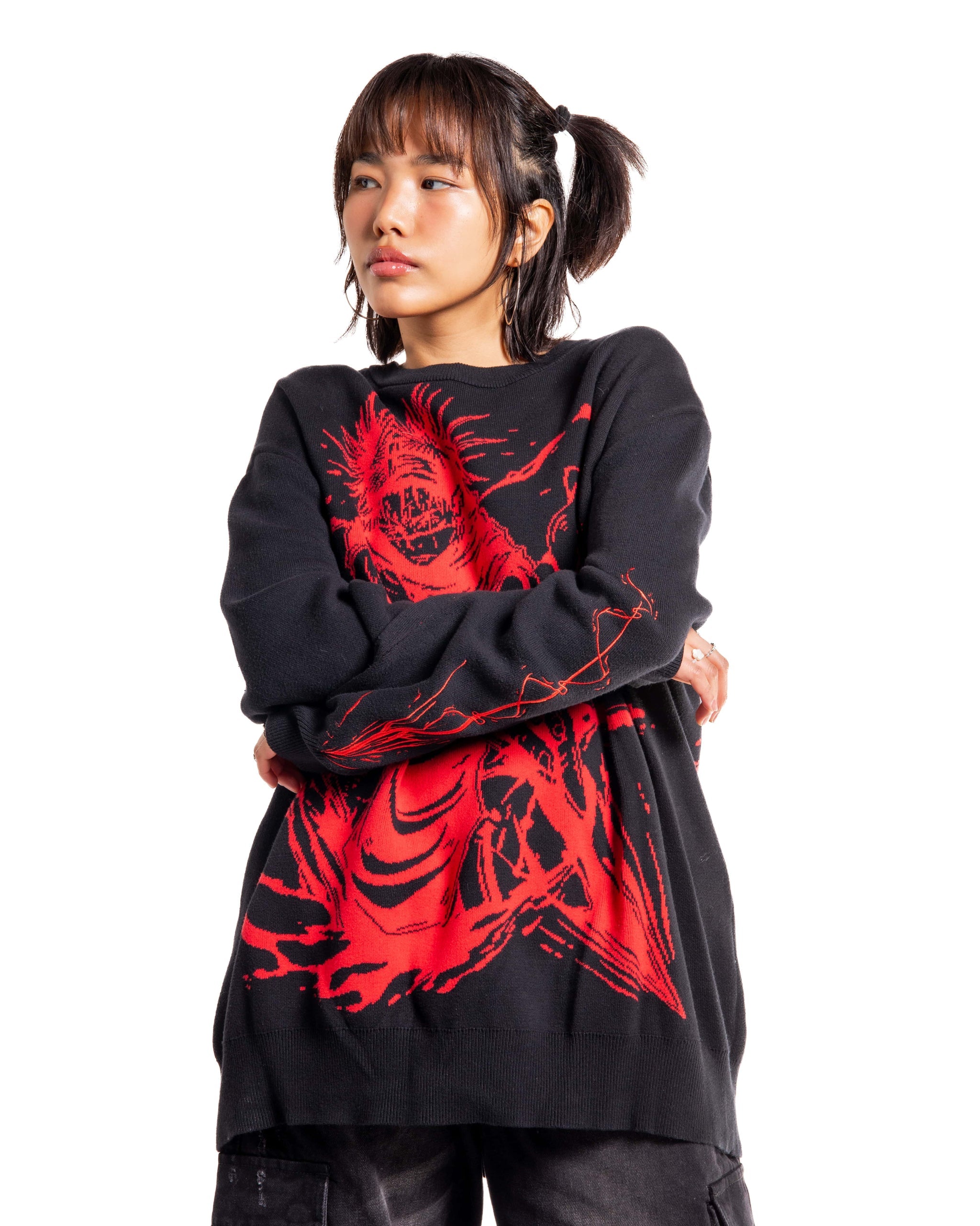 Choso Piercing Blood Knitted Sweater | Jujutsu Kaisen Anime Streetwear Crewneck Pullover