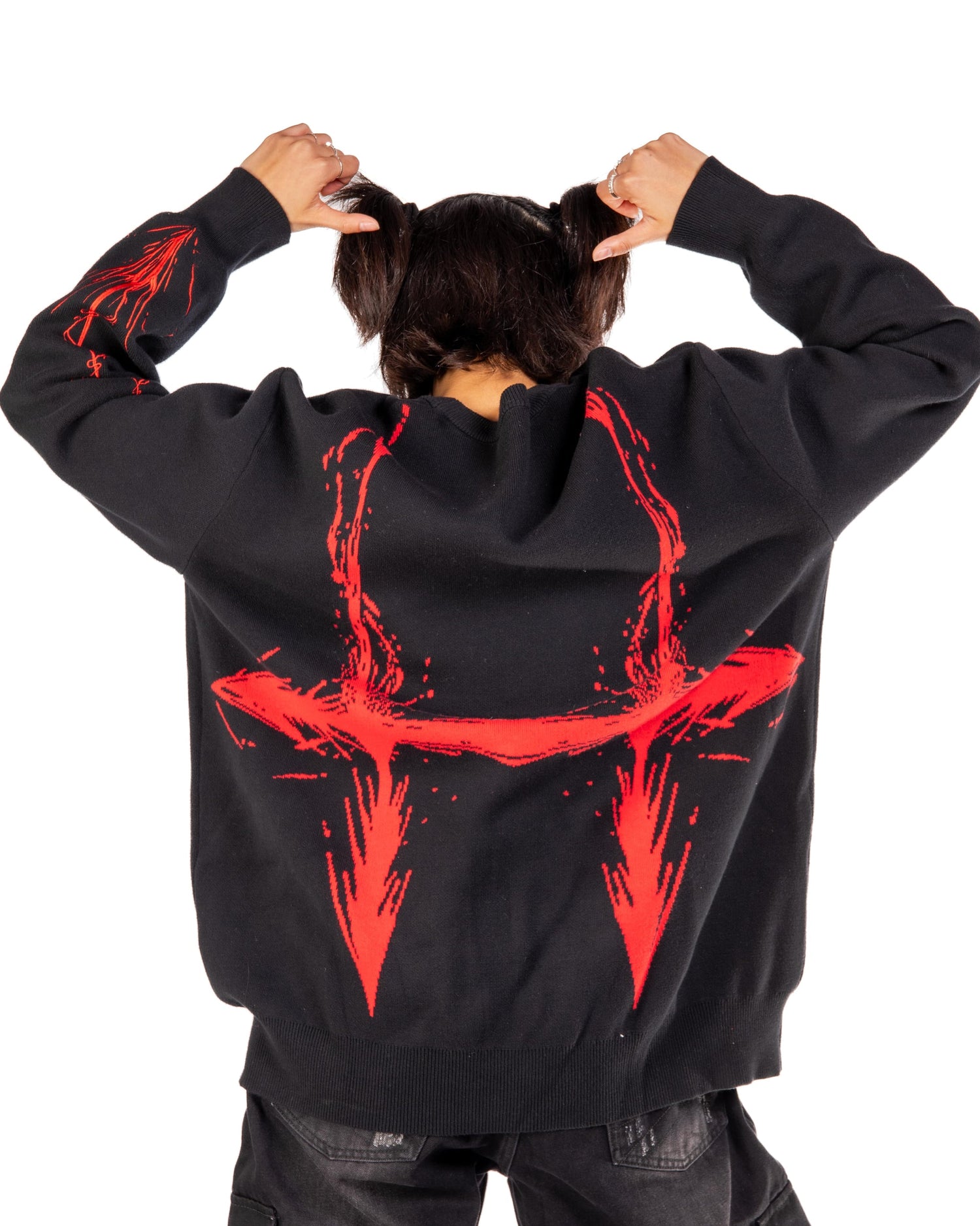 Chooso piercing de sangue de malha | Jujutsu Kaisen Anime Streetwear Crewneck Pullover