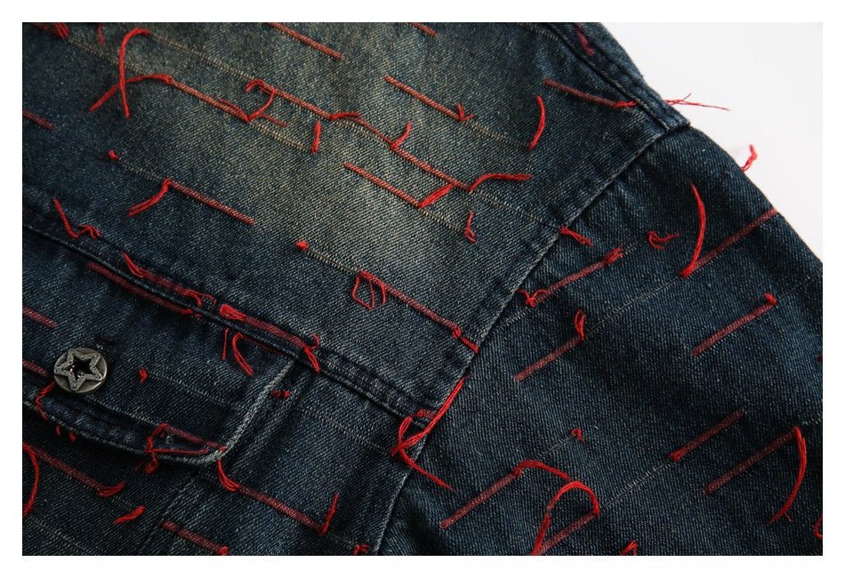 Unique Distressed Denim Chambray Jacket on Sale - Men's and Women's Long Sleeve Vintage Style - Seakoff