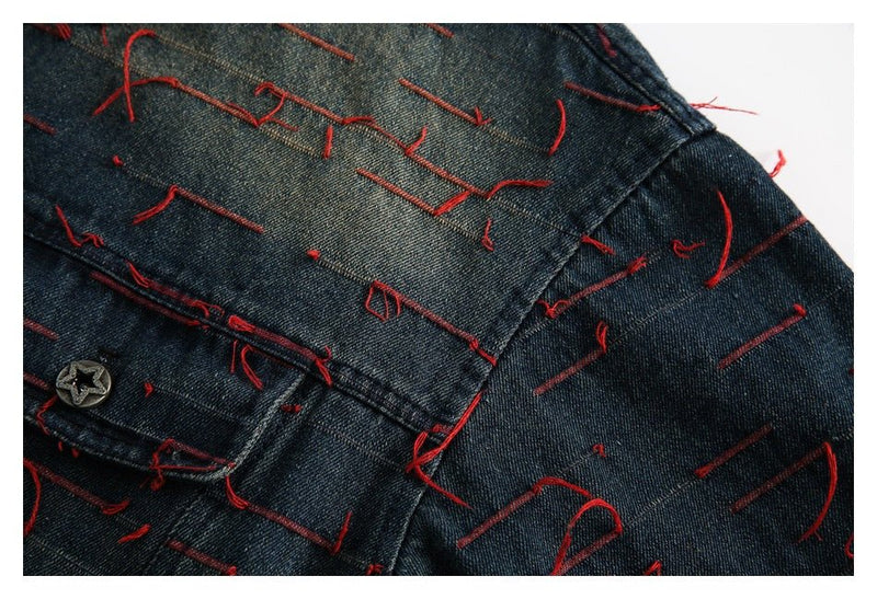 Unique Distressed Denim Chambray Jacket on Sale - Men's and Women's Long Sleeve Vintage Style - Seakoff