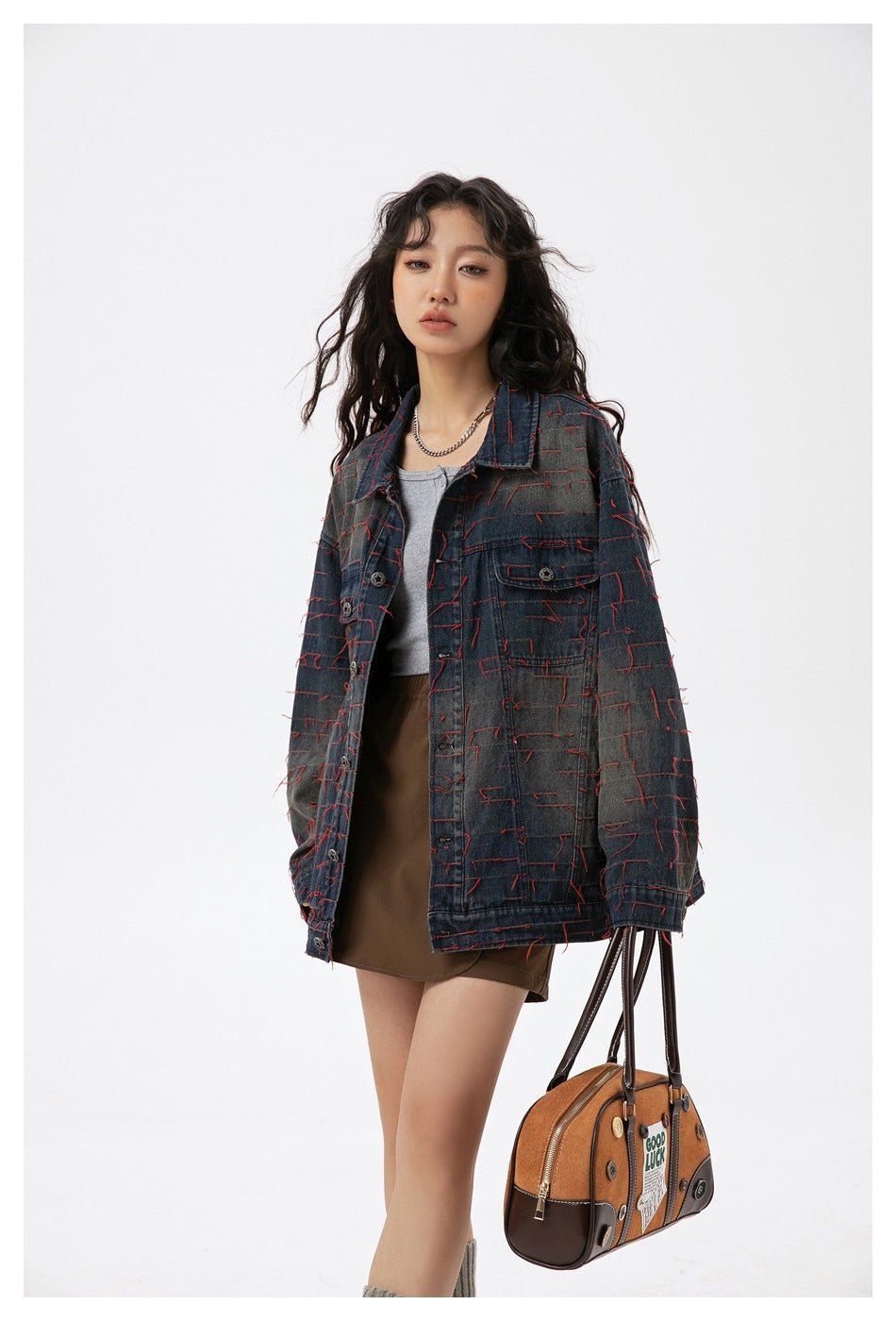 Unique Distressed Denim Chambray Jacket on Sale - Men's and Women's Long Sleeve Vintage Style - Seakoff