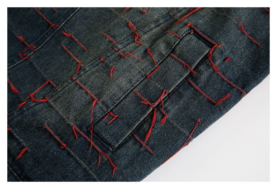 Unique Distressed Denim Chambray Jacket on Sale - Men's and Women's Long Sleeve Vintage Style - Seakoff