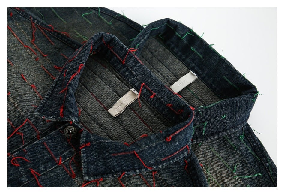 Unique Distressed Denim Chambray Jacket on Sale - Men's and Women's Long Sleeve Vintage Style - Seakoff