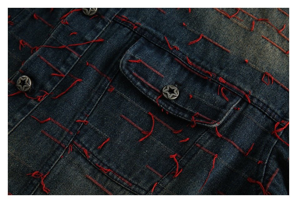 Unique Distressed Denim Chambray Jacket on Sale - Men's and Women's Long Sleeve Vintage Style - Seakoff