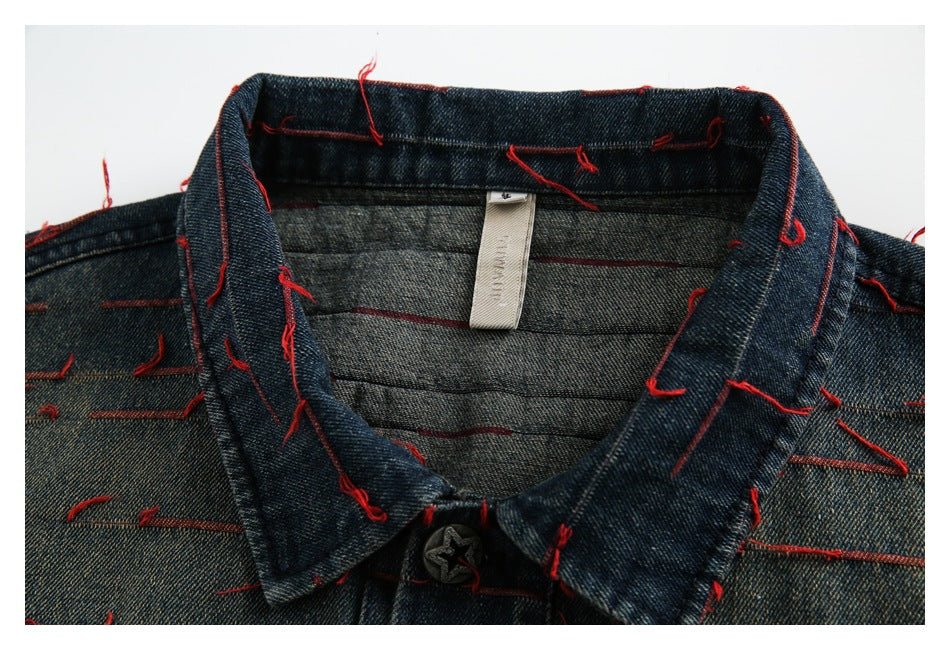 Unique Distressed Denim Chambray Jacket on Sale - Men&