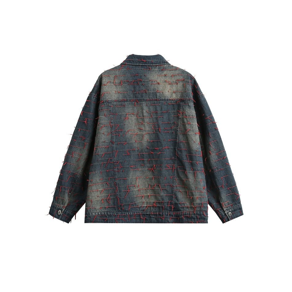 Unique Distressed Denim Chambray Jacket on Sale - Men's and Women's Long Sleeve Vintage Style - Seakoff