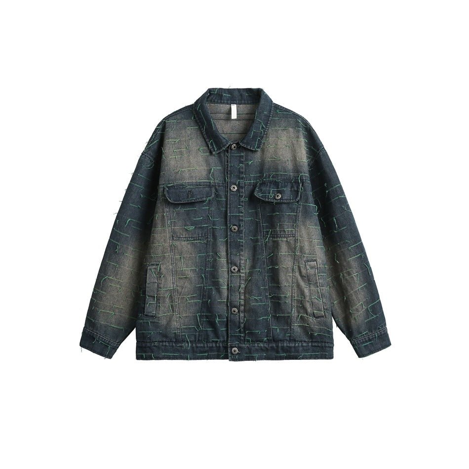 Unique Distressed Denim Chambray Jacket on Sale - Men's and Women's Long Sleeve Vintage Style - Seakoff