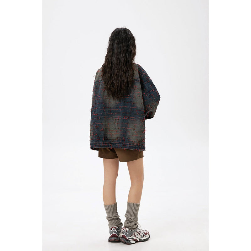 Unique Distressed Denim Chambray Jacket on Sale - Men's and Women's Long Sleeve Vintage Style - Seakoff