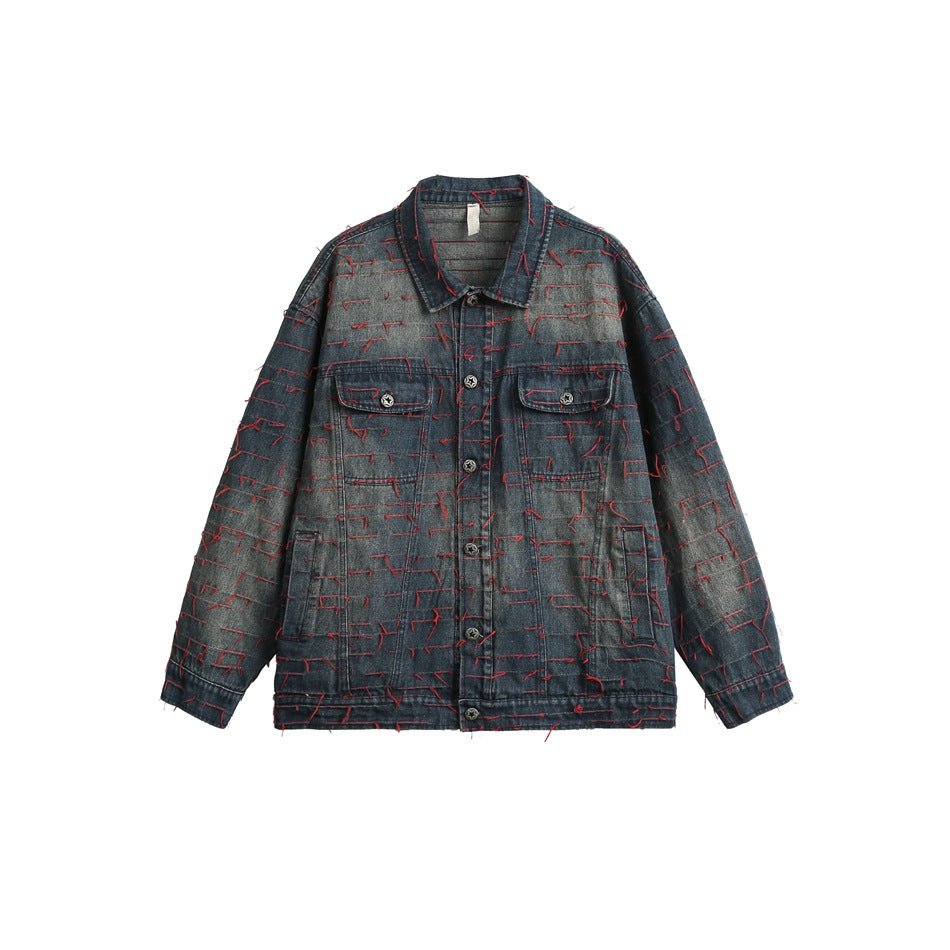 Unique Distressed Denim Chambray Jacket on Sale - Men's and Women's Long Sleeve Vintage Style - Seakoff