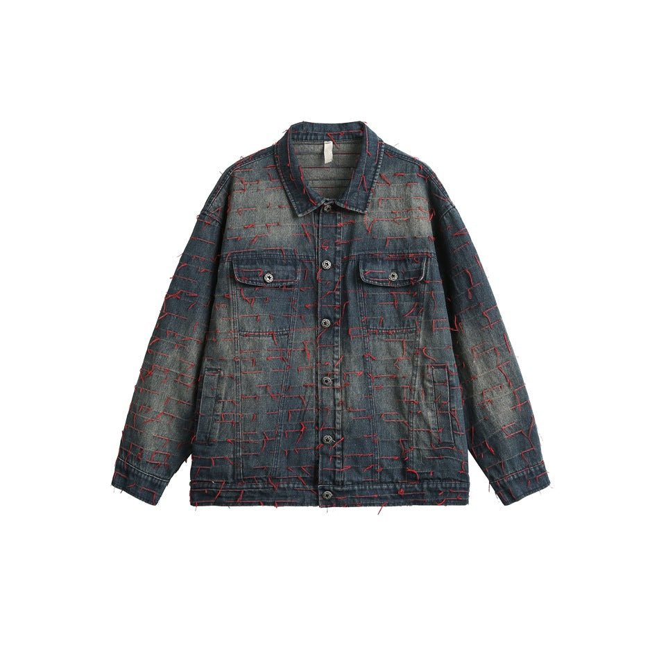 Unique Distressed Denim Chambray Jacket on Sale - Men&