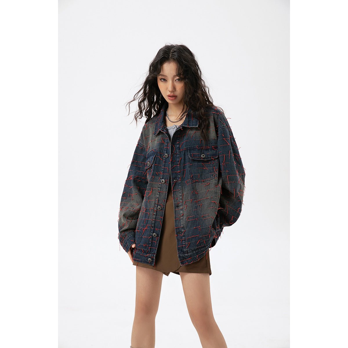 Unique Distressed Denim Chambray Jacket on Sale - Men's and Women's Long Sleeve Vintage Style - Seakoff