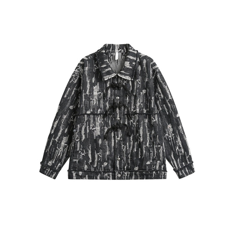 Unique Distressed Denim Chambray Jacket on Sale - Men's and Women's Long Sleeve with Toggle Closure - Seakoff