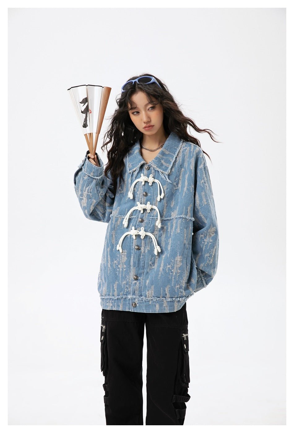 Unique Distressed Denim Chambray Jacket on Sale - Men's and Women's Long Sleeve with Toggle Closure - Seakoff