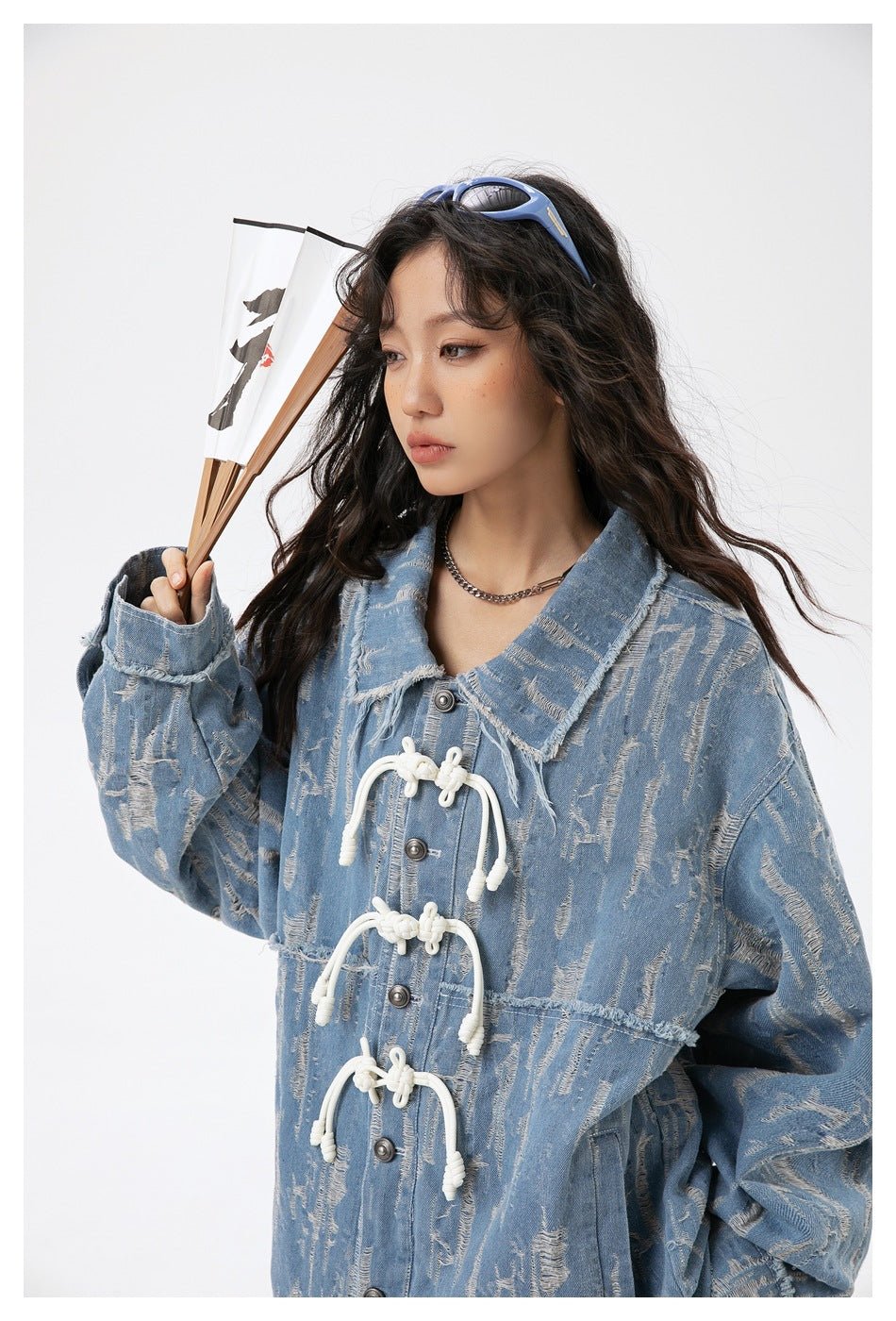 Unique Distressed Denim Chambray Jacket on Sale - Men's and Women's Long Sleeve with Toggle Closure - Seakoff
